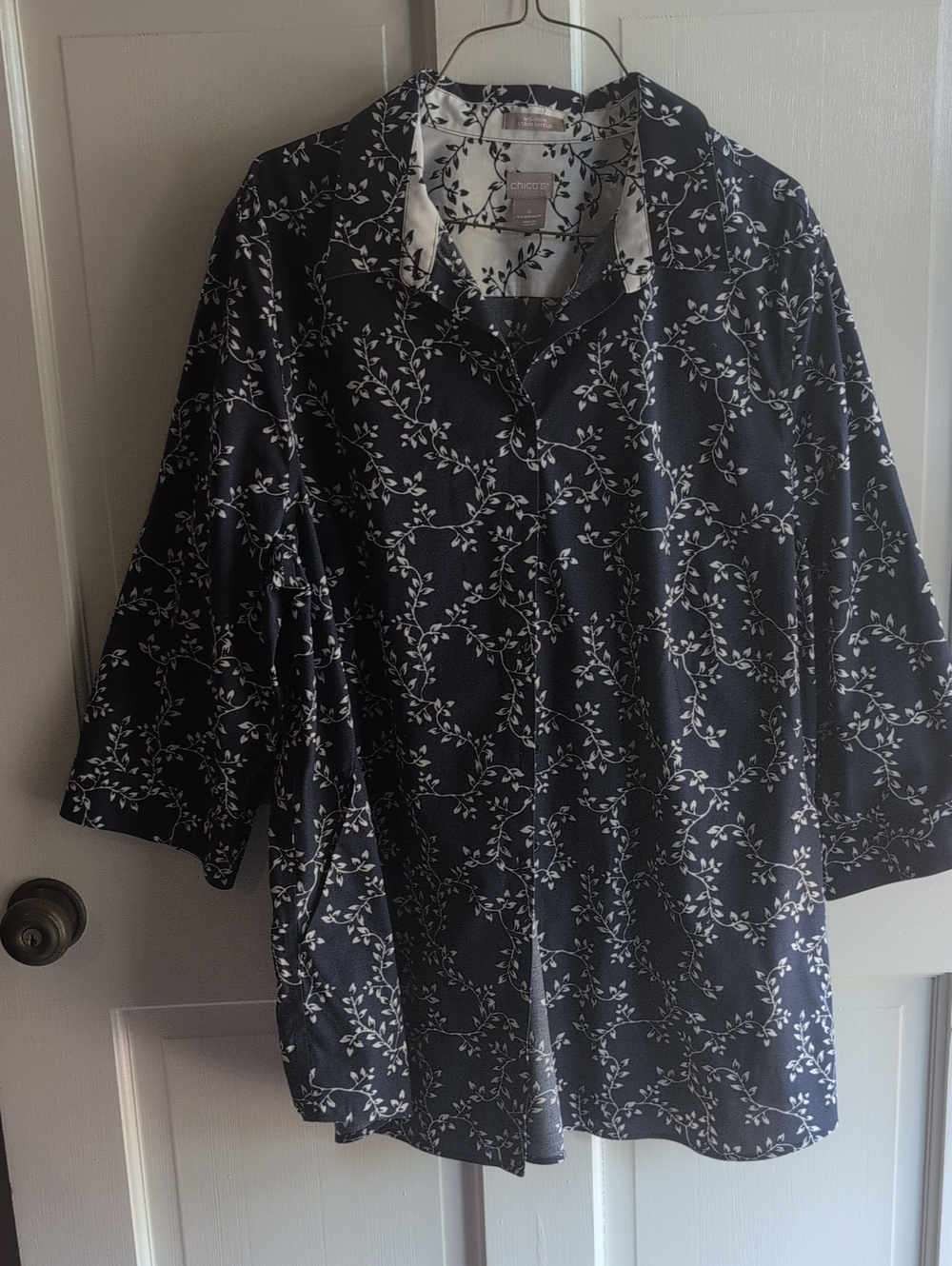 Chico's Blue Floral Button-Up Shirt